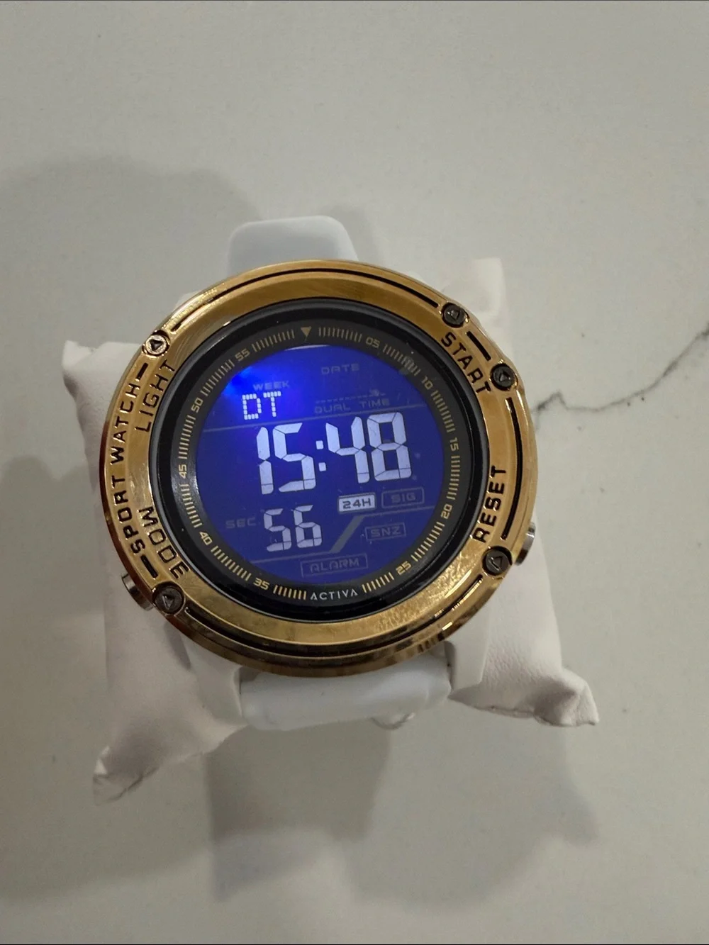 Ativa White Silicone Watch with Gold Bezel
